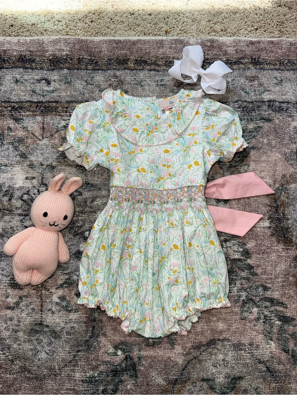 Smockingbird Floral Bouquet Smocked Jenny Bubble
